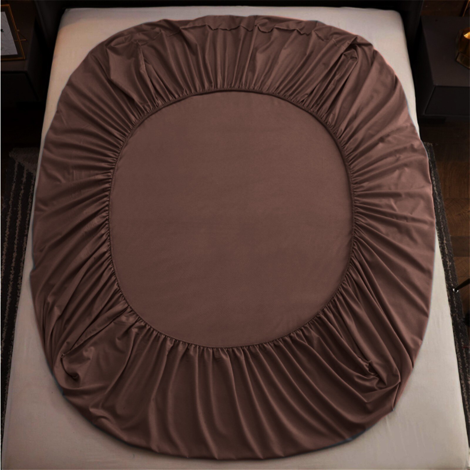 Zachte Polyester Hoeslaken Matrashoes Absorberende Sneldrogende Lakens Effen Kleur Bed Mat Grijpers Elastische Band Bed Cover: Brown / 100X200cm