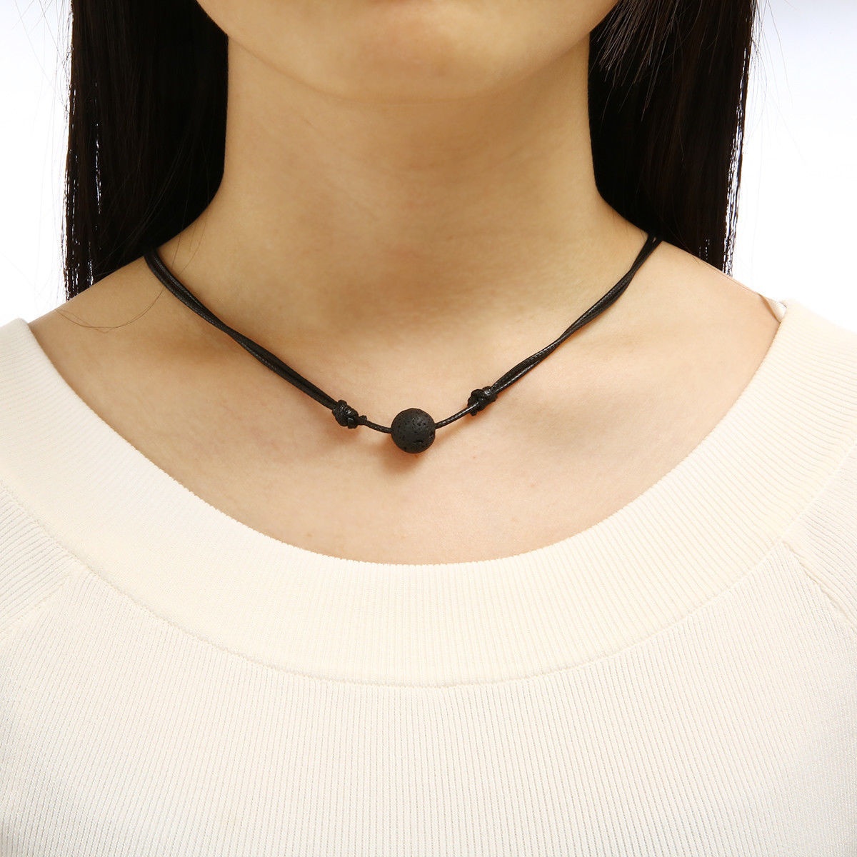 Charm Zwarte Lava Steen Kettingen Etherische Olie Diffuser Rock Kralen Hanger Kettingen voor Mannen Vrouwen Chokers Sieraden