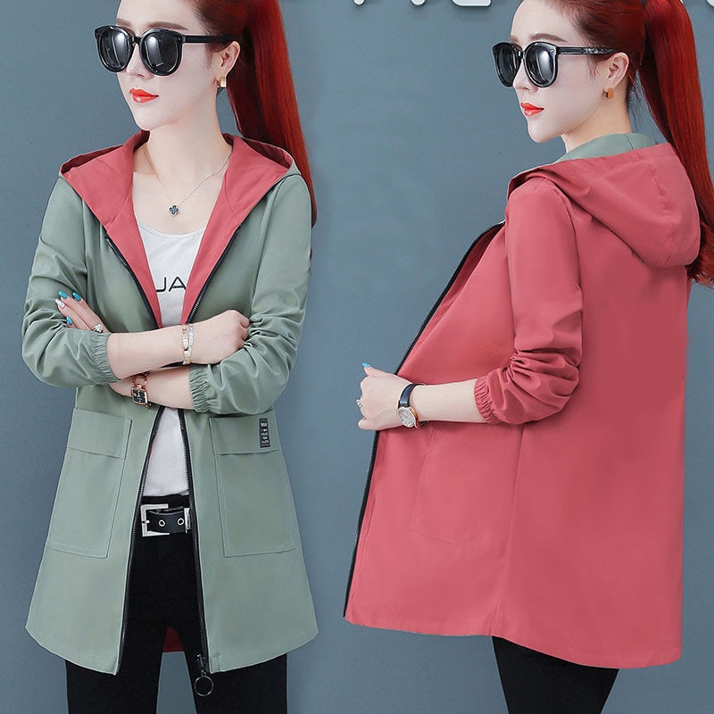 2022 Spring Autumn Women Jacket Streetwear Hooded Coat Zippers Jackets Windbreakers Female Causal Outerwear 4XL