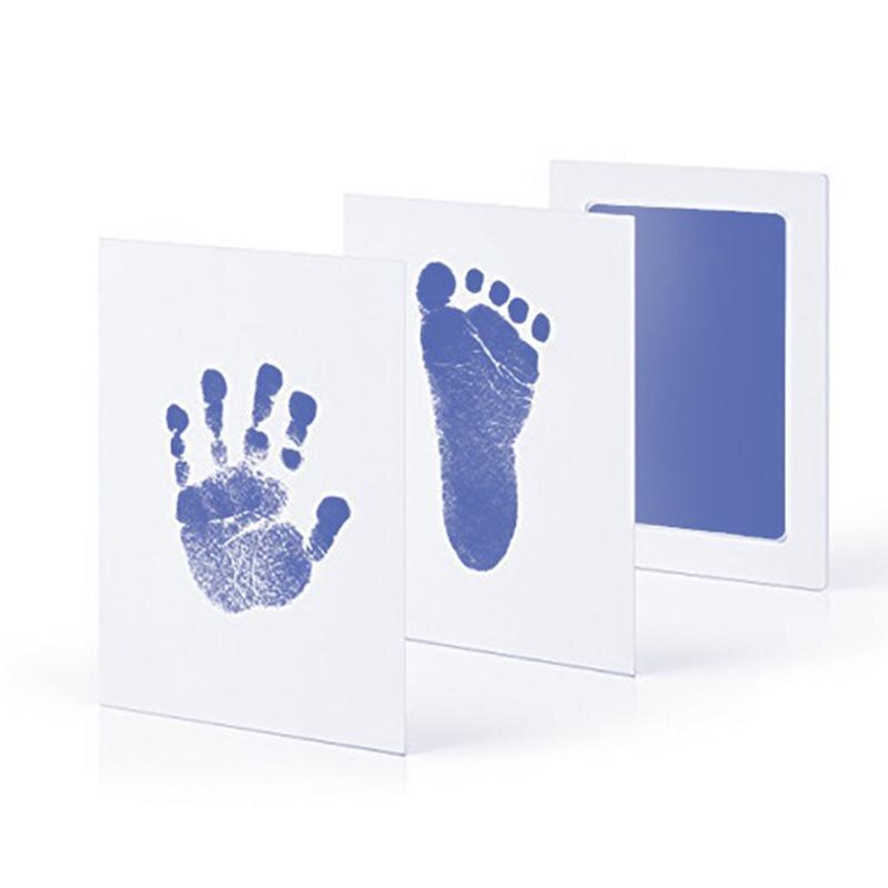 Pasgeboren Baby Handafdruk Footprint Opdruk Kit Baby Souvenirs Casting Pasgeboren Voetafdruk Stempelkussen Baby Klei Speelgoed Baby Cadeau: light blue