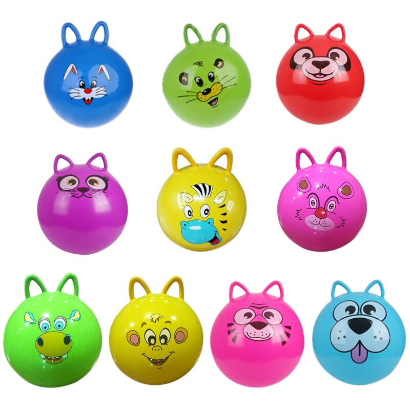 1Pc 18" Cat Ear Inflatable Jump Ball Hopper Bounce Retro Ball With Handle Baby Toy