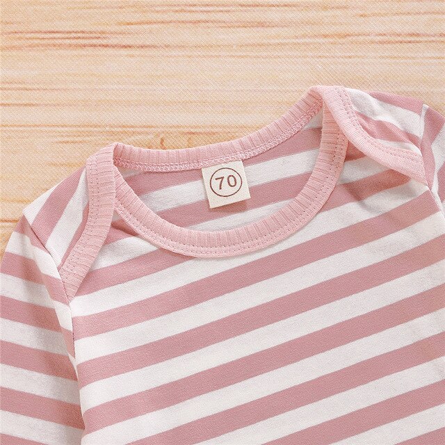 Newborn Baby Girls Boys Tie-Dye Outfit Set Long Sleeve Striped Romper Top + Pants 2Pcs Clothes Suit