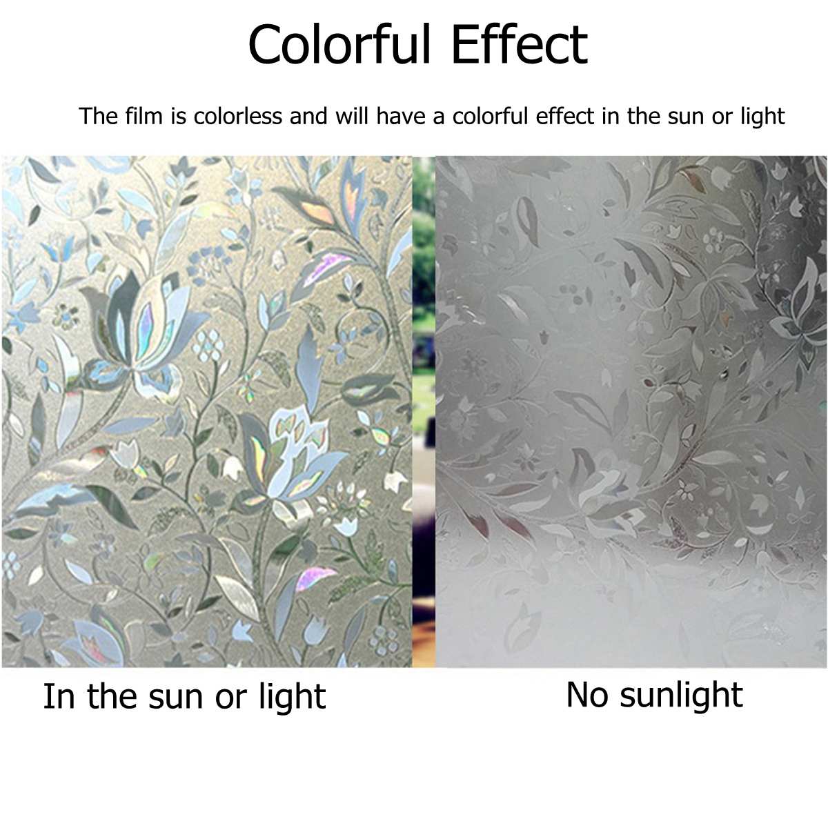 18x39inch Self-adhesive Rainbow Glass Films Sticker Static Decorative Privacy Anti UV No Glue for door and window