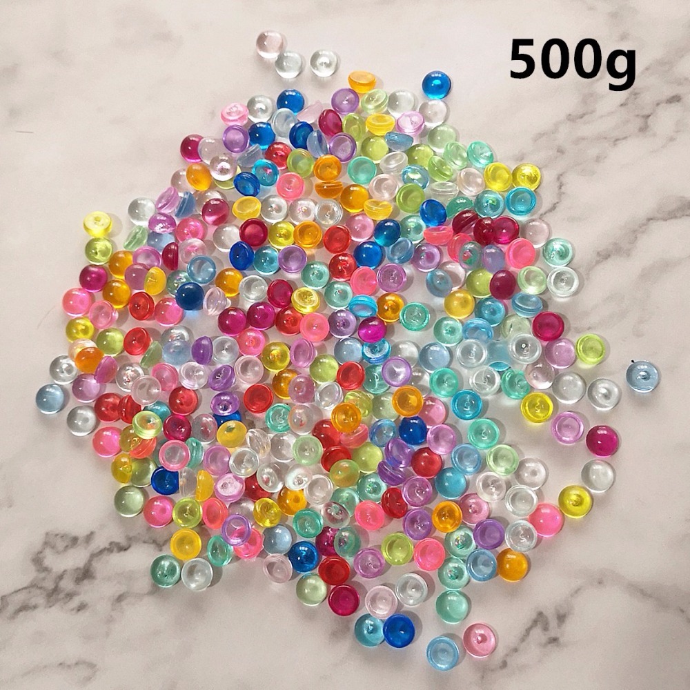 500g 21 colors Crystal Flat Fishbowl Beads Slime Accessories Colorful Rubber Balls for Slime Filler DIY Supplies Decoration