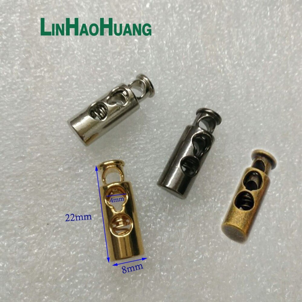 40 stk / lot runde metallegeringspropper vippesnorlåse løbesnor lås to huller nikkel / sort nikkel / bronze / guld / mat sort