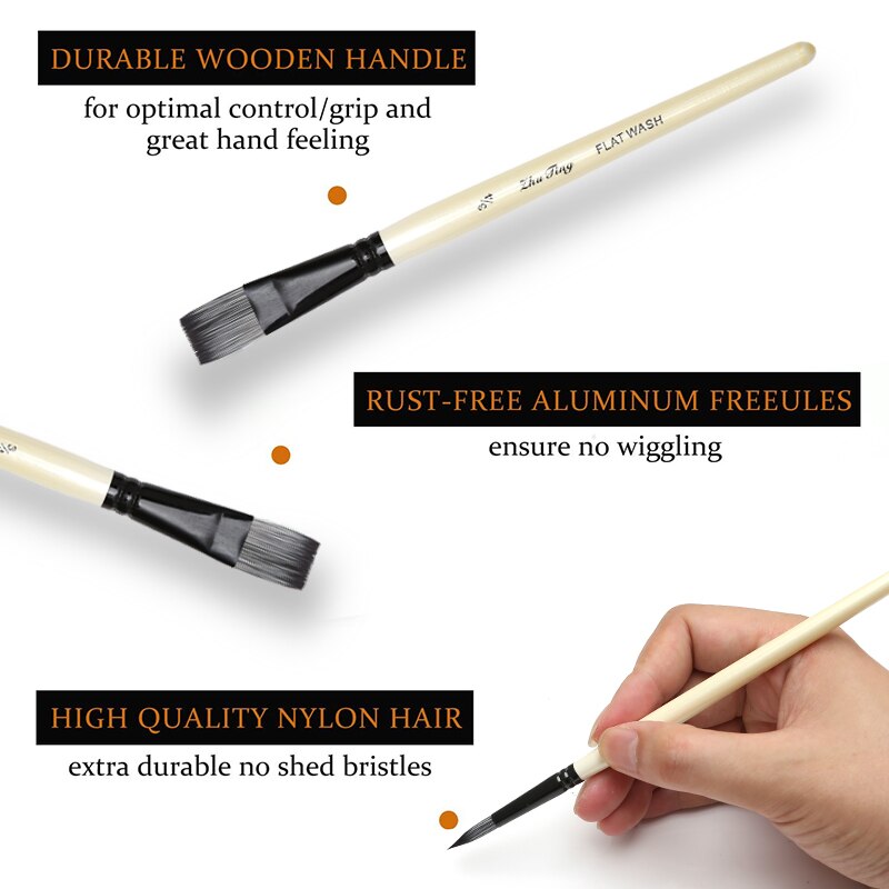 10 Pcs Art Paint Brushes Set Includes Carrying Case, for Kids, Artists, Acrylic, Oil, Watercolor and Gouache Painting