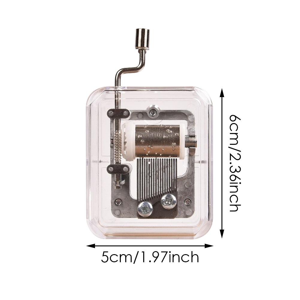 1 Pcs Mini Music Box Hand Cranking Music Movement Transparent DIY Music Box For Christmas