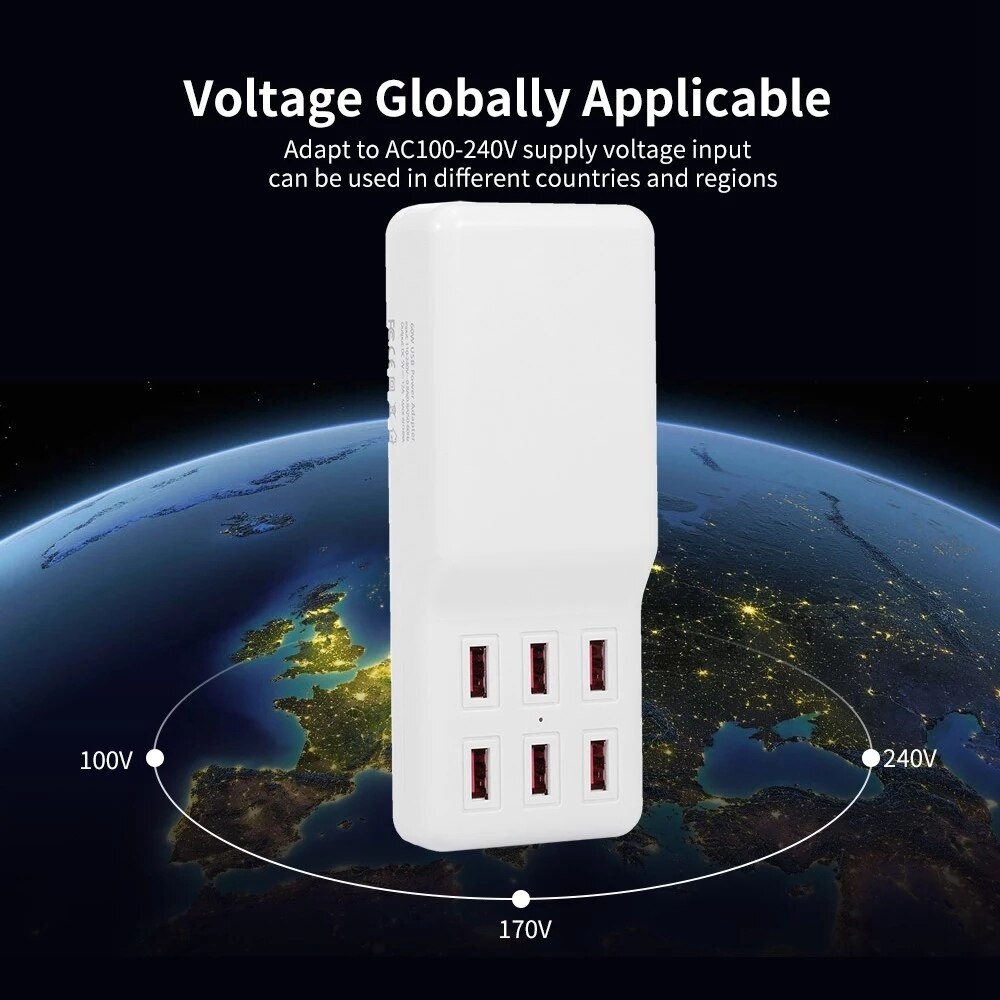 Multifunctional Phone Charging Dock with 6 Ports USB Charger for Apple Android Phone IPad Digital Camera Charging Dock