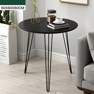 Coffee table Nordic sofa side table living room wrought iron table simple negotiating table small round table balcony small: Black