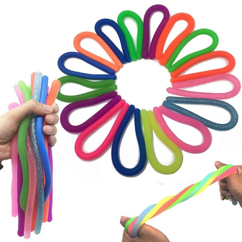 1/ 5Pcs/lot Soft Rubber Noodle Elastic Rope Toys Stretch String Decompression Toy Stretchy String Fidget Relief Stress Vent Toys