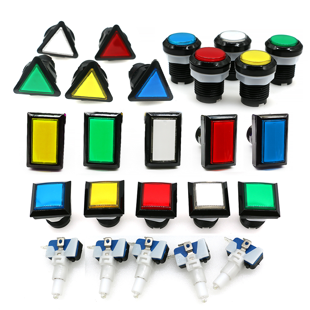 Arcade Game Drukknop 12V Led Lamp Vierkante Ronde Rechthoekige Driehoek Met 24mm Schroef Voor Flipperkast onderdelen Swing Machine DIY