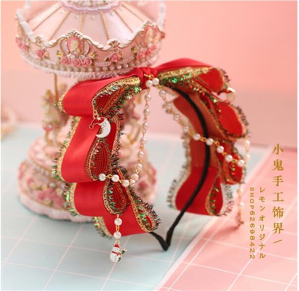 Kerst Kwastje Strik Trim Lolita Meisje Hoofddeksels Haar pin Kimono Badjas JK Haar Accessoires Decoratie Hoofdtooi B591: color 15