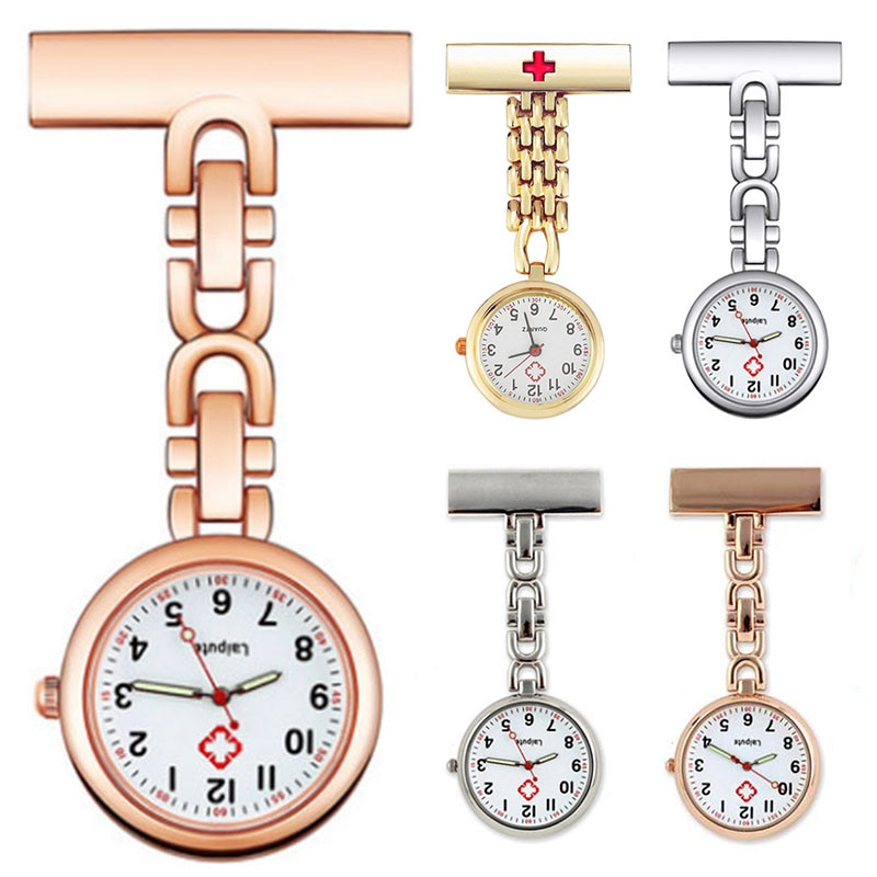 Mini reloj colgante de enfermera, accesorio Retro luminoso, Cruz Roja, broche colgante, reloj de cuarzo de bolsillo, novedad de