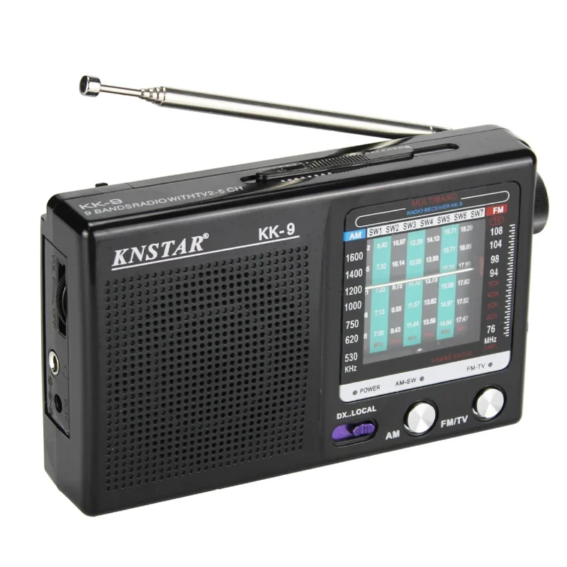 Rádio portátil alto-falante embutido rádio estéreo antena telescópica sw am fm mini rádio portátil dispositivo de alto-falante de emergência ao ar livre: Preto