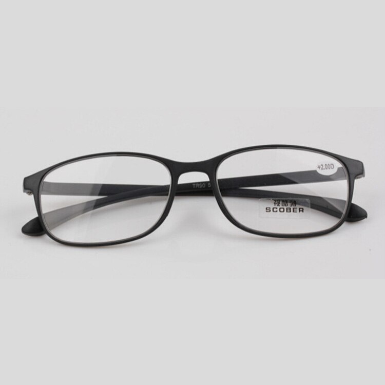 Glausa leesbril met groot montuur voor ouderen, superlichte flexibele leesbril voor boeken, papier, mannen en vrouwen, presbyopisch glas: +150 / Zwart