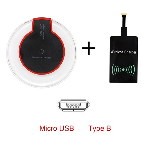 Juego de carga inalámbrica Qi, transmisor, cargador, adaptador, receptor, micro USB tipo C, para Iphone, Xiaomi, Huawei: Azul