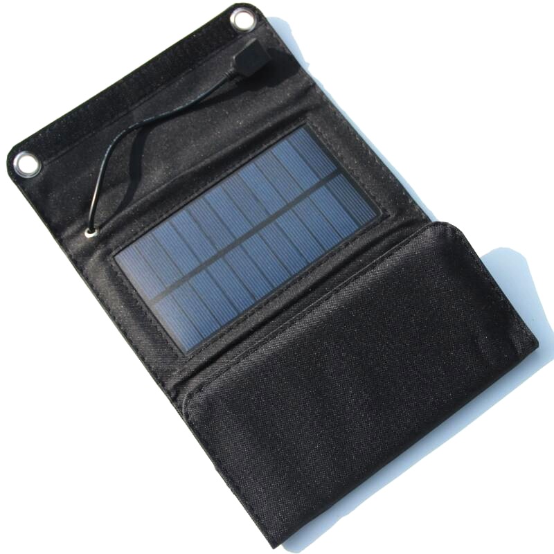 Solcellepanel fordable og bærbar soloplader 5w usb udendørs foldningslader taske opladning til xiaomi iphone / samsung / huawei / htc