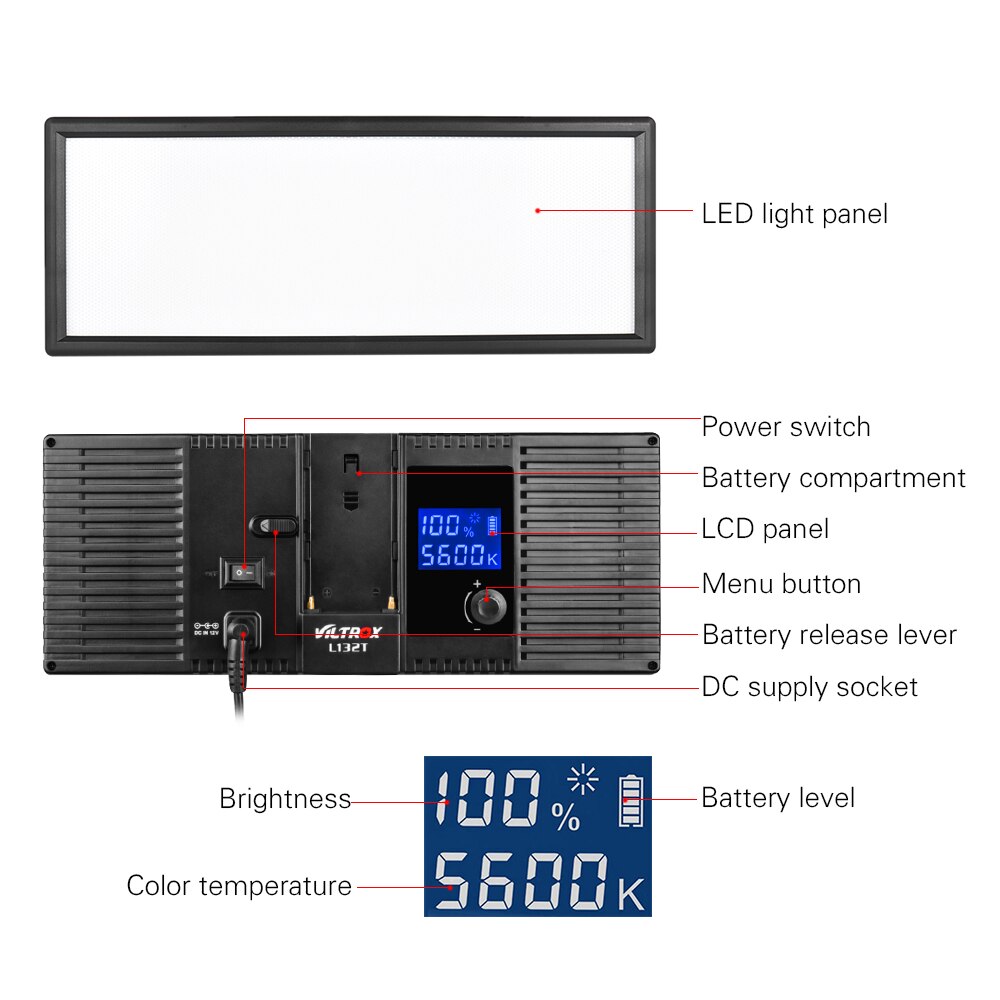 VILTROX L132T Photo Studio LED Video Light Fill Light Photography Lighting Camera Light for Canon Nikon Sony DSLR Camera