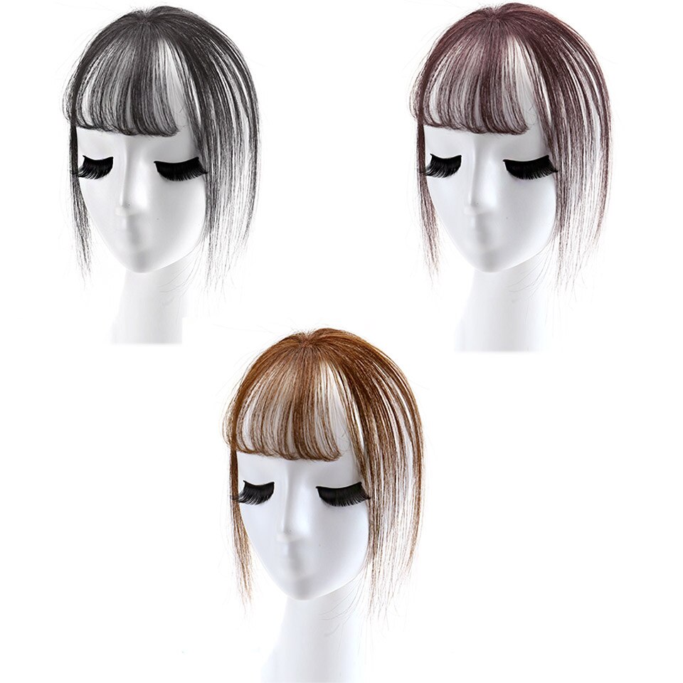Weilai sort lysebrun clip on pandehår hårstykker til kvinder pandehår clip in hair extensions syntetisk højtemperatur fiber