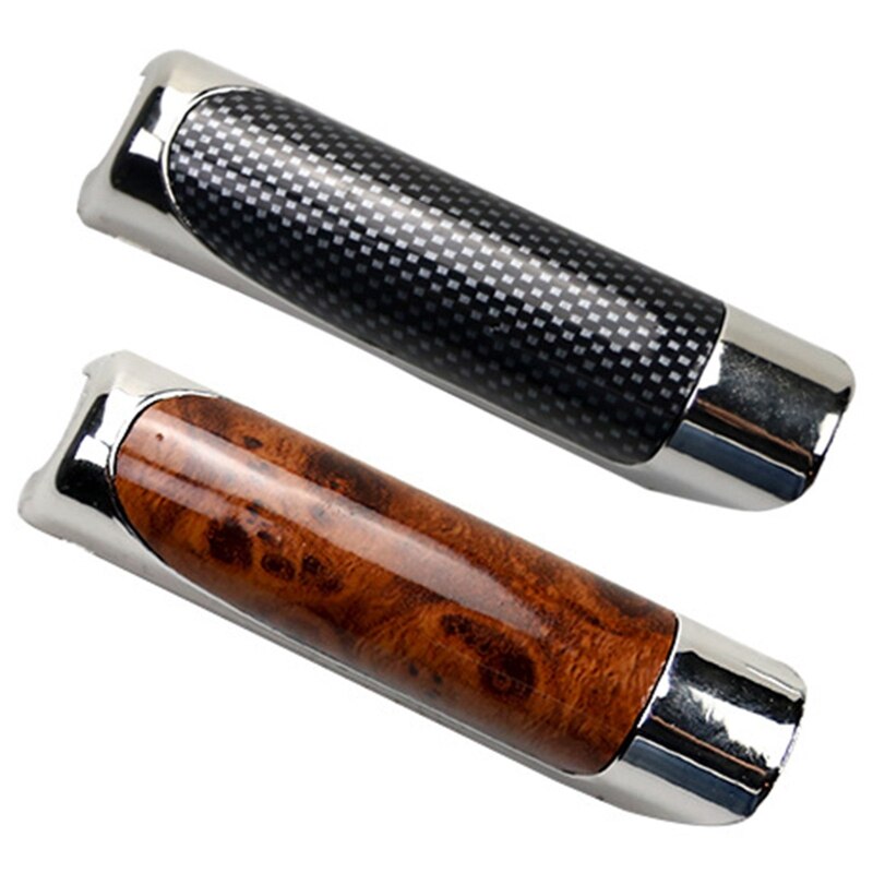 Cubierta de protección Universal para freno de mano, fibra de carbono, decoración de granos de madera, funda de palanca de freno de mano, accesorios de estilismo para coche