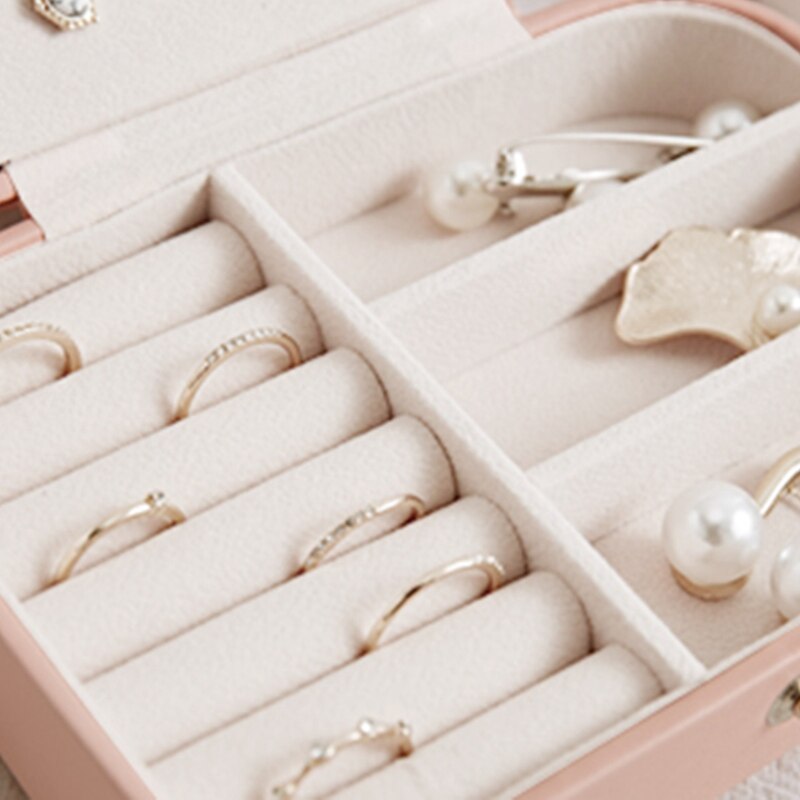 Roze Multifunctionele Draagbare Sieraden Opbergdoos Ring Earring Box Sieraden Ketting Opbergdoos