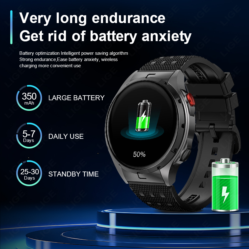 LIGE AMOLED Screen ricarica Wireless NFC Smart Watch Sport impermeabile orologio da uomo Smartwatch da donna 1GB grande memoria chiamata Bluetooth