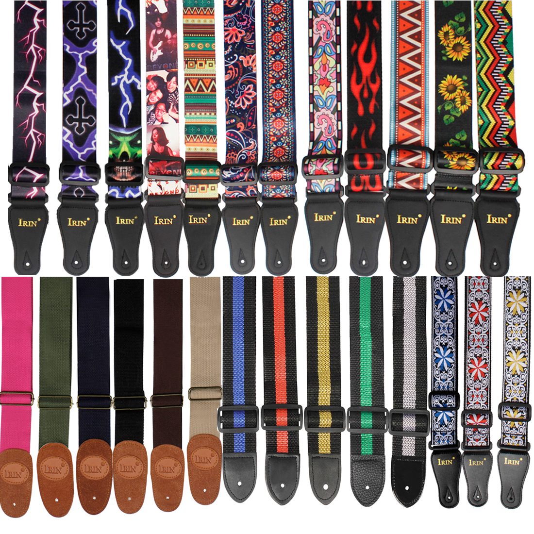 Verstelbare gitaarband Polyester Hoogwaardige bedrukking Etnische stijl Puur katoen Borduurinstrument Gitaaraccessoires