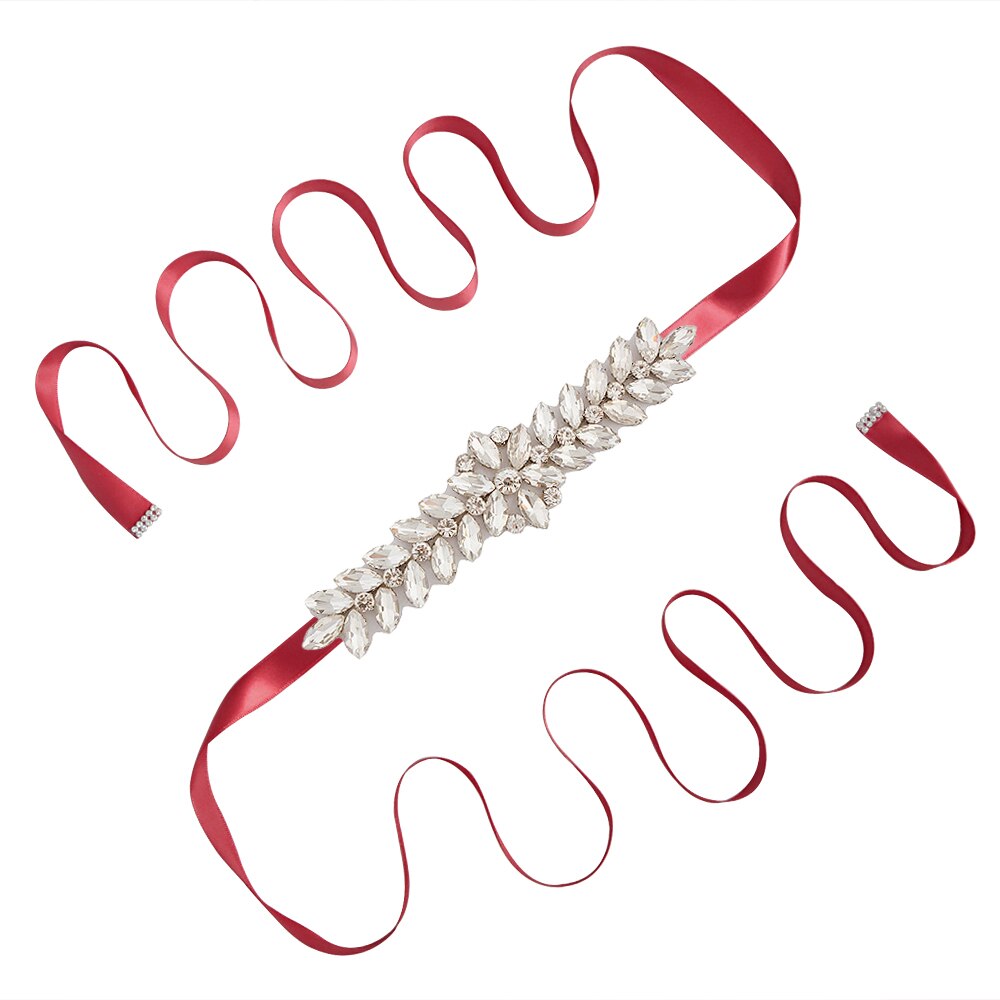 Trixy S69 Prachtige Strass Riem Bruiloft Riem Bruidsjurk Accessoires Huwelijk Bruids Sjerpen Bruiloft Bruids Riem Voor Bruiden: wine red