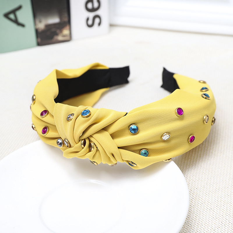 Vintage Hoofdband voor Vrouwen Rhinestone Haar Accessoires Vrouwelijke Retro Luxe Haarband breedgerande Meisjes Haar Accessoires: yellow