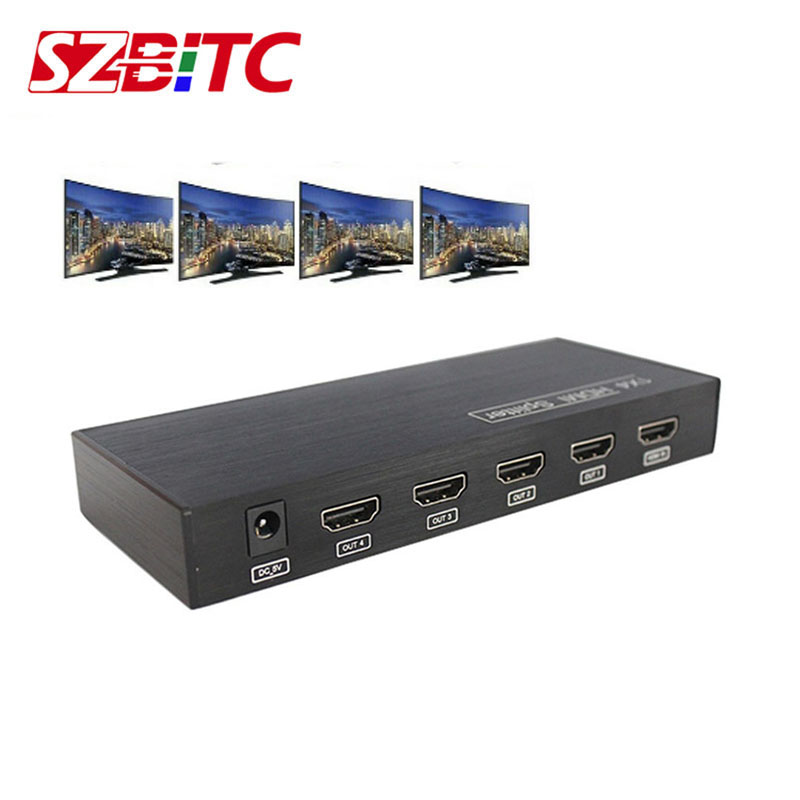 Szbitc 4k 1 x 4 hdmi splitter 1 in 4 output hdmi distributeur video converter 4k 30hz 3d edid  rs232 voor  ps4 pc dvd naar tv