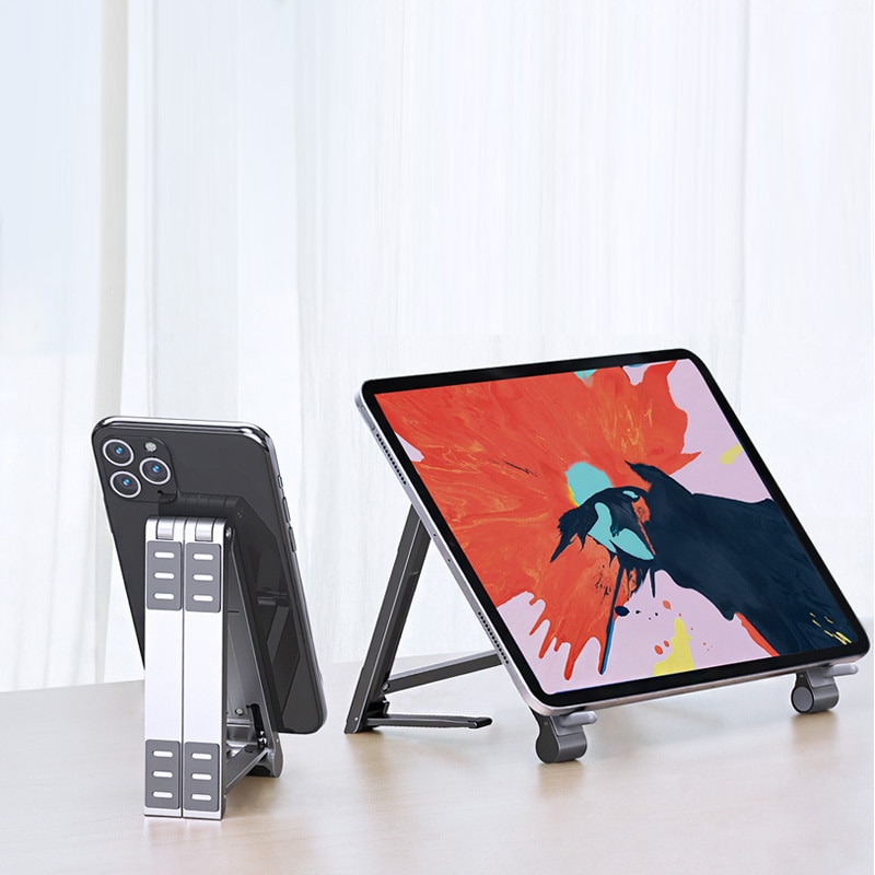 Miccgin aluminium mini-laptopständer für mobiltelefon, magisch, faltbar, macbook pro air, notebook, iphone, handy-tablet-halter, schreibtisch