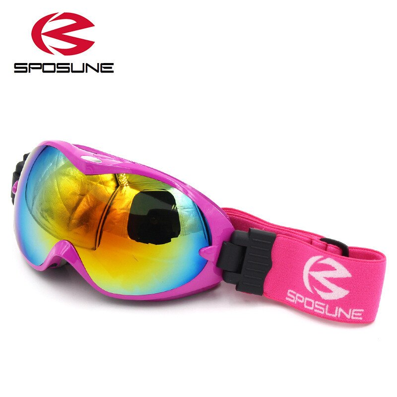 Barn snøskibriller for gutter jenter anti fog  uv400 doble linse vinter snowboardbriller googles skibrille barn skibriller: Rød ramme