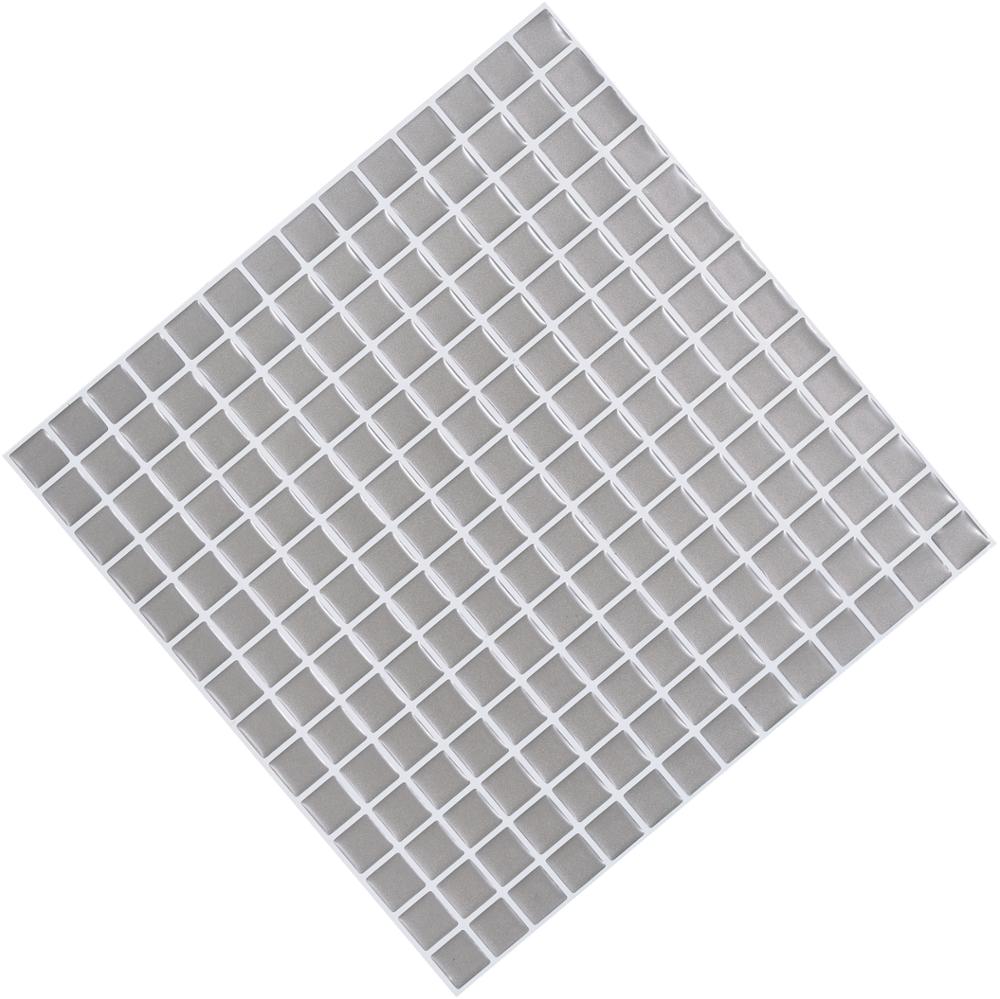 Vividtiles papier peint vinyle imperméable à la colle | Carreaux muraux en brique mosaïque argentée 3D écorce et bâton-1 feuille