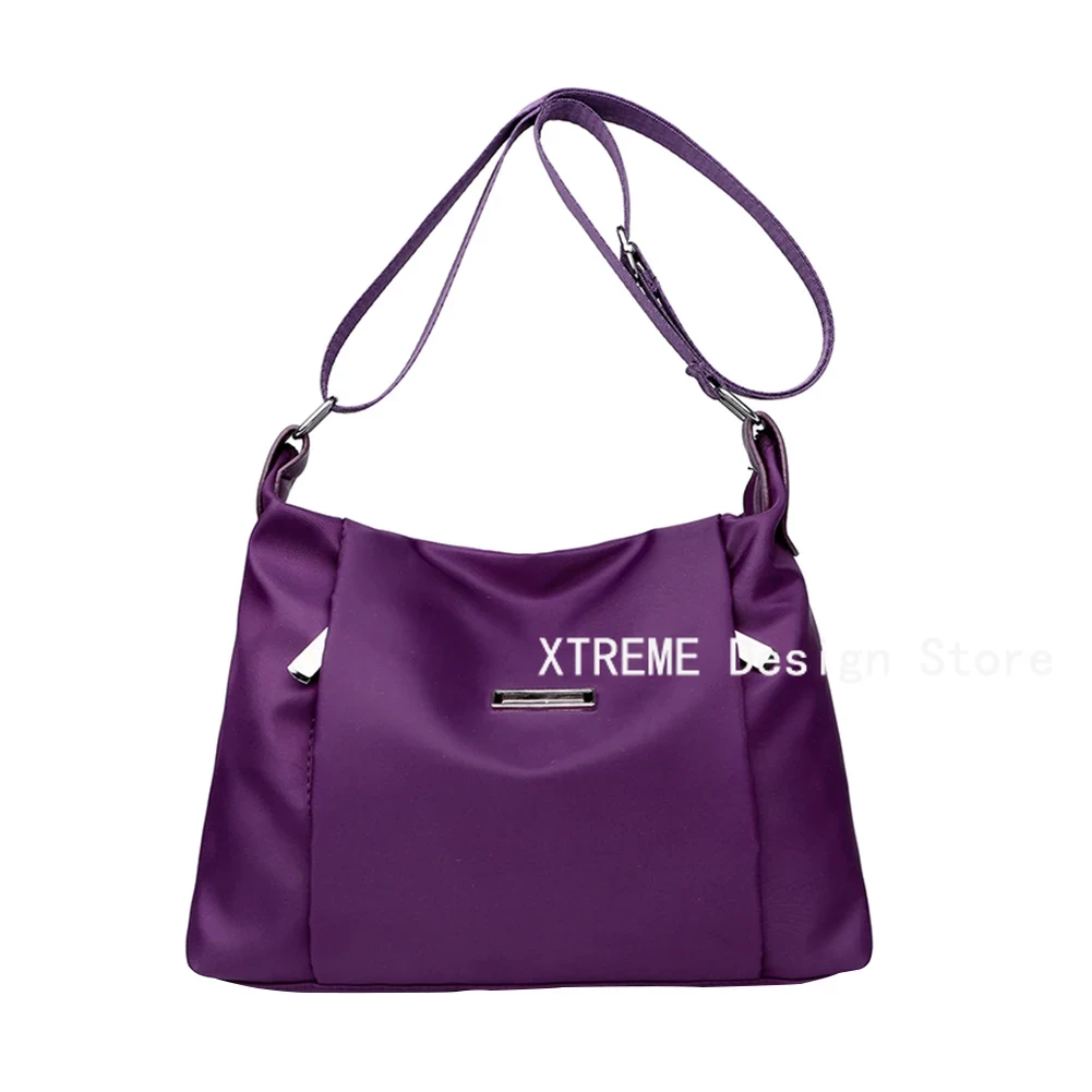 Nylon Dames Schoudertassen Vrouwelijke Handtas Grote Capaciteit Rits Crossbody Tas voor dames: Paars