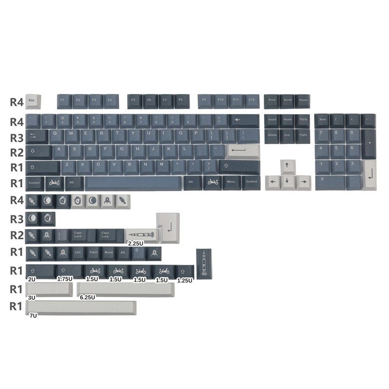 Mechanische Toetsenbord Keycaps Cafe Gmk Keycaps Cherry Profiel Key Caps 140 Toetsen-Set Keycap Met 2U 1.75U Shift GK61 GK64 980: Apollo Keycaps