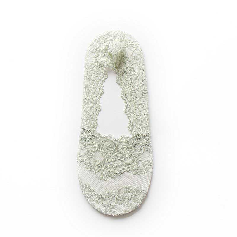 Silicone Shallow Women Socks Lace Slipper Ankle Socks Invisible Seamless Low Cut Boat Socks For Female Ladies Casual Calcetines: light green