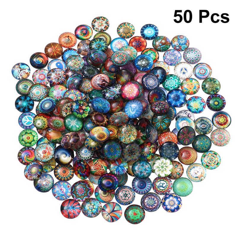 1 einstellen 50Stck gemischt Runde Mosaik Fliesen für Handwerk Glas Mosaik Liefert für Schmuck Machen (Bunte 10MM)
