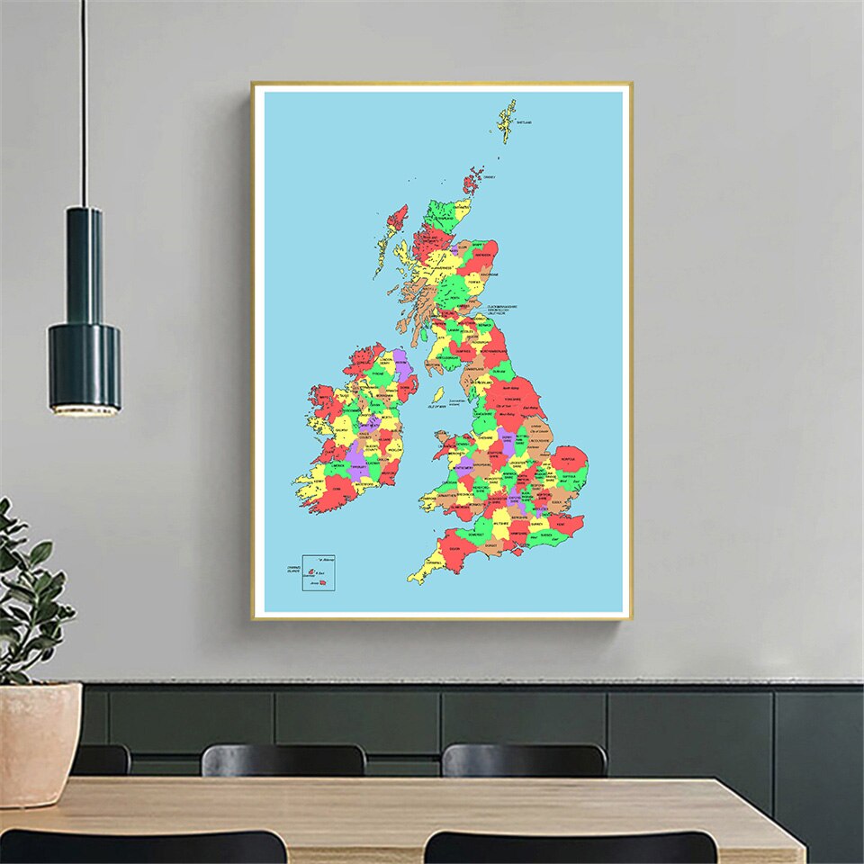 100*150cm The United Kingdom Map Wall Poster Non-woven Canvas Painting Living Room Home Decoration School Supplies