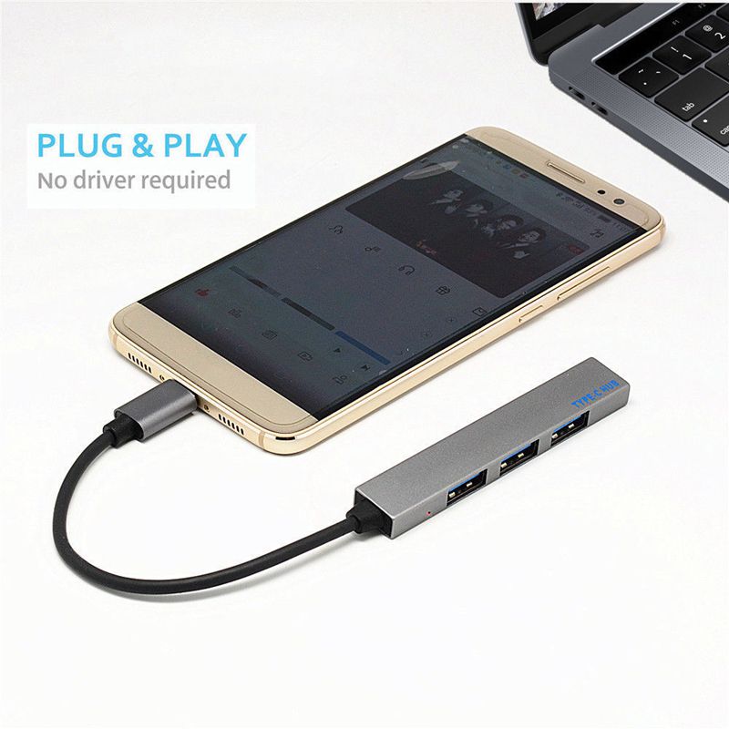 -Type-C USB Hub 4 Port Alloy USB-C 3.1 to USB 2.0 Type C OTG Fast Transfer LED Light for Laptop PC Mouse Macbook Huawei