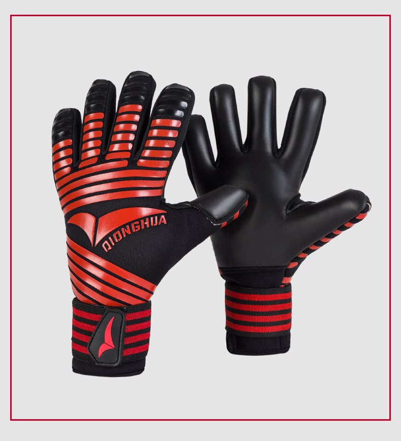 Brand Goalkeeper Gloves without Finger Protection Thickened Latex Soccer Football Goalie Gloves Goal keeper Gloves: Red / size 7