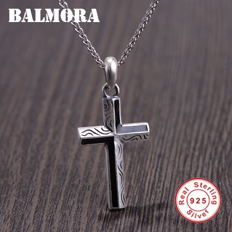 BALMORA 925 pendentif croix Simple en argent Sterling mat pour femmes hommes amoureux de la bijoux chrétiens accessoires sans chaîne