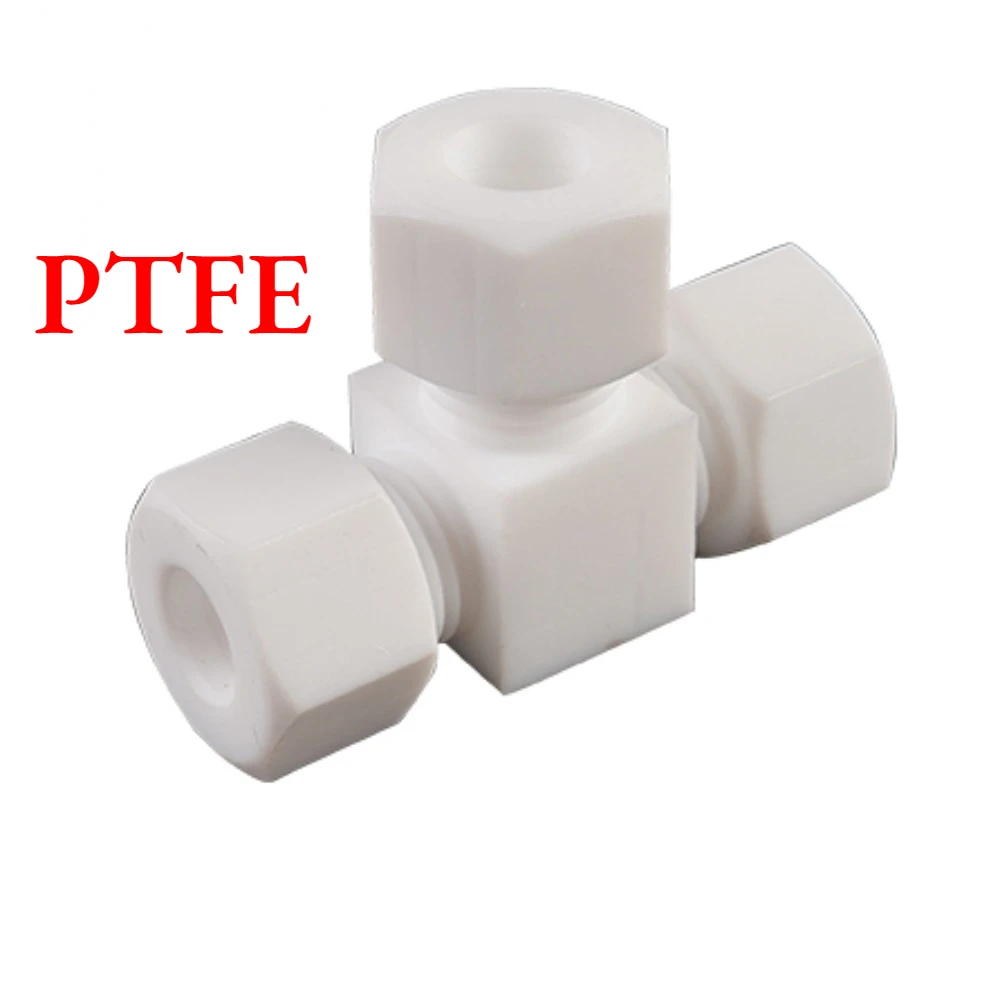 Tee 3 Manieren 2 3 4 6 8 10 12-24mm 1/16 "1/8" 1/4 "3/8" 1/2 "3/4" 1 "Inch OD Buis Compressie unie Fitting PTFE Koppeling Connector