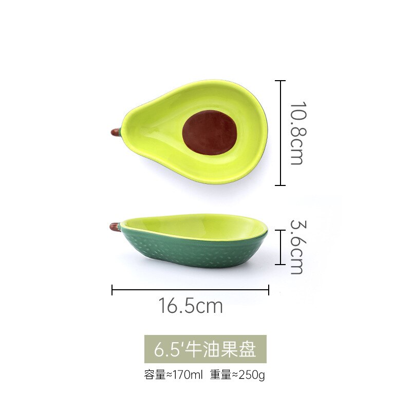 Platos creativos de cerámica de aguacate para niños, platos de ensalada, Bol para postre, estilo japonés, vajilla para desayuno: 6.5 inch