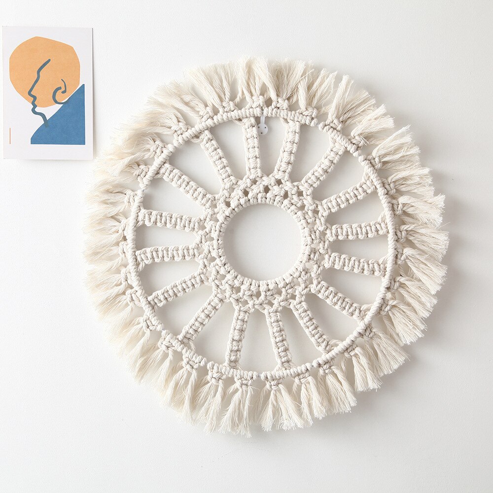 Boho Kerst Wandtapijt Ronde Macrame Mandala Decor Katoen Geweven Krans Muur Opknoping Kerst Decoraties Voor Thuis Slaapkamer: mandala macrame