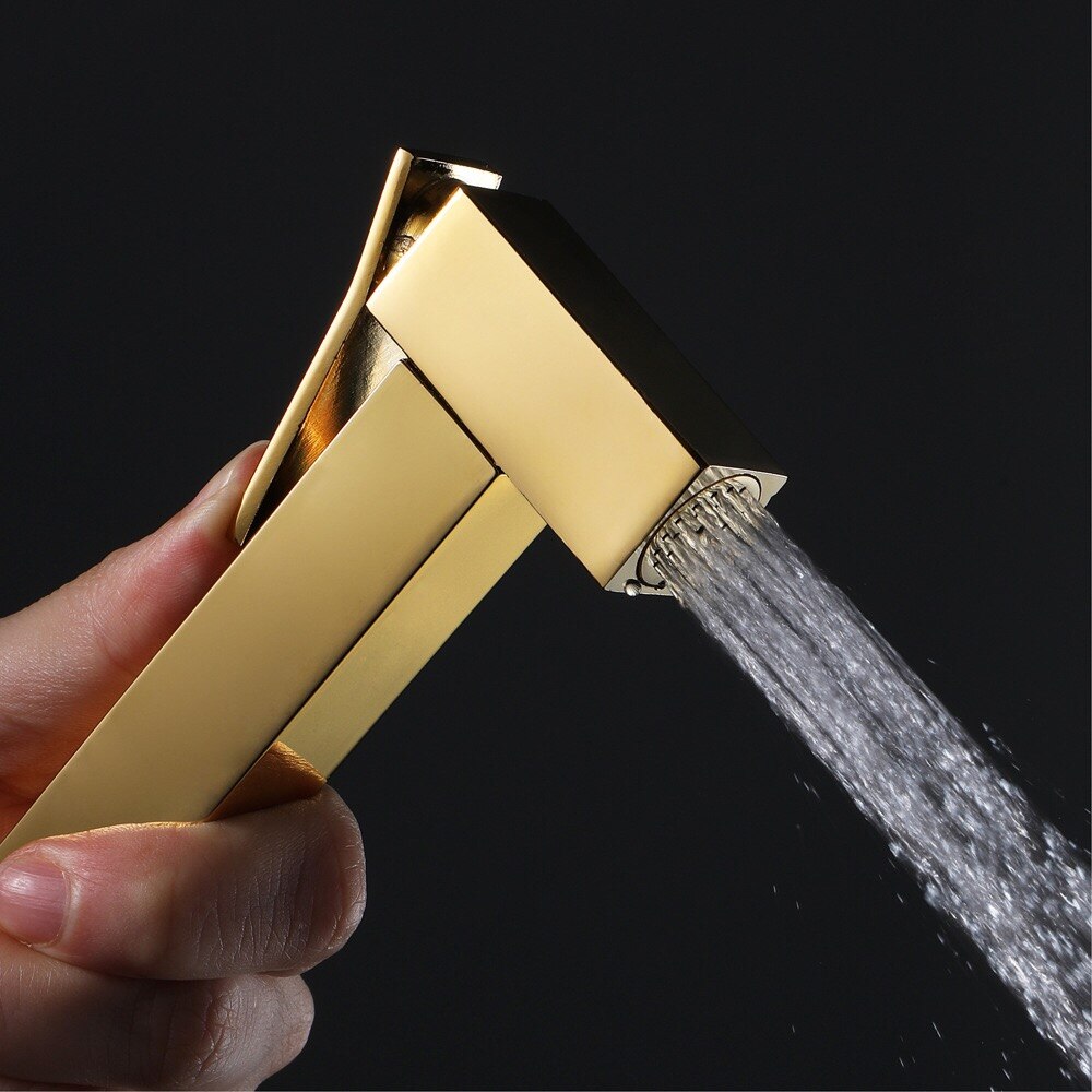 Biggers Sanitaire Goud Kleur Messing Badkamer Wc Bidet Douche Set Hoge Druk Shattaf Spuit Met Doucheslang