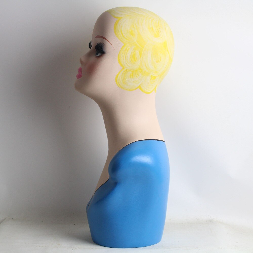 Fiberglass Vintage Female Hand-painted Mannequin Head