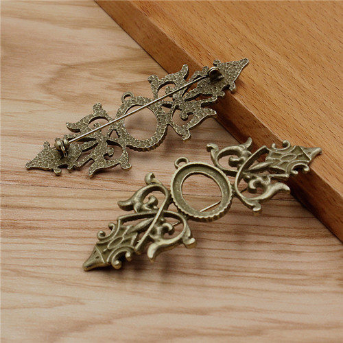 Onebeading Fit 13x18mm Vintage Oval Brooch Blank Setting Bezel Tray Base Cabochons For DIY Making Accessories 5Pcs K06231: green