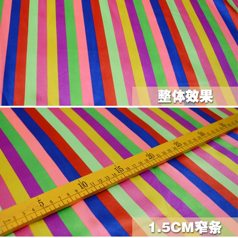 100x150 cm Polyester Satin Bunte Streifen Stoff DIY Kostüm Hochzeit Deco 1118