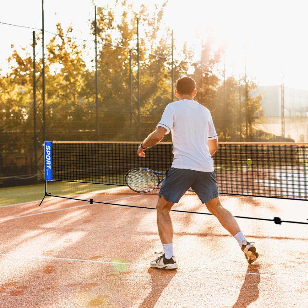 Outdoor Portable Badminton Net Mobile Mesh Net Frame With Anti-rust Black Painted Iron Shelf For Beach Grass Park 3.1m