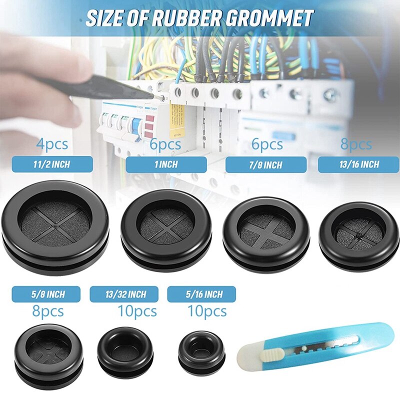 Ronde Rubber Plug Gat Grommet Kit, dubbele Sid Elektrische Firewall Pakking Kit Met Intrekbare Mes Voor Kabel Gat Plug Retail